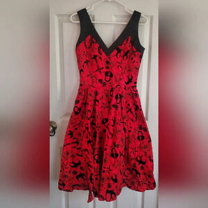 Hell Bunny Vixen red all over print tattoo flash flock retro dress